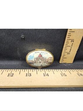 Vintage Trinket Pill Stash Jewelry Box Tourist Souvenir Roma Pietro Italy Used